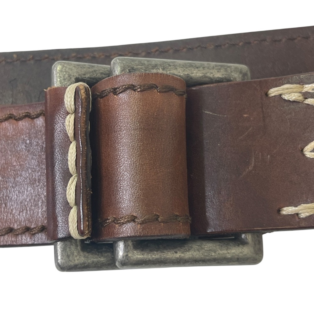 Vtg Y2K Abercrombie & Fitch Brown Leather Belt Double D Wrap Adjustable Sz 32